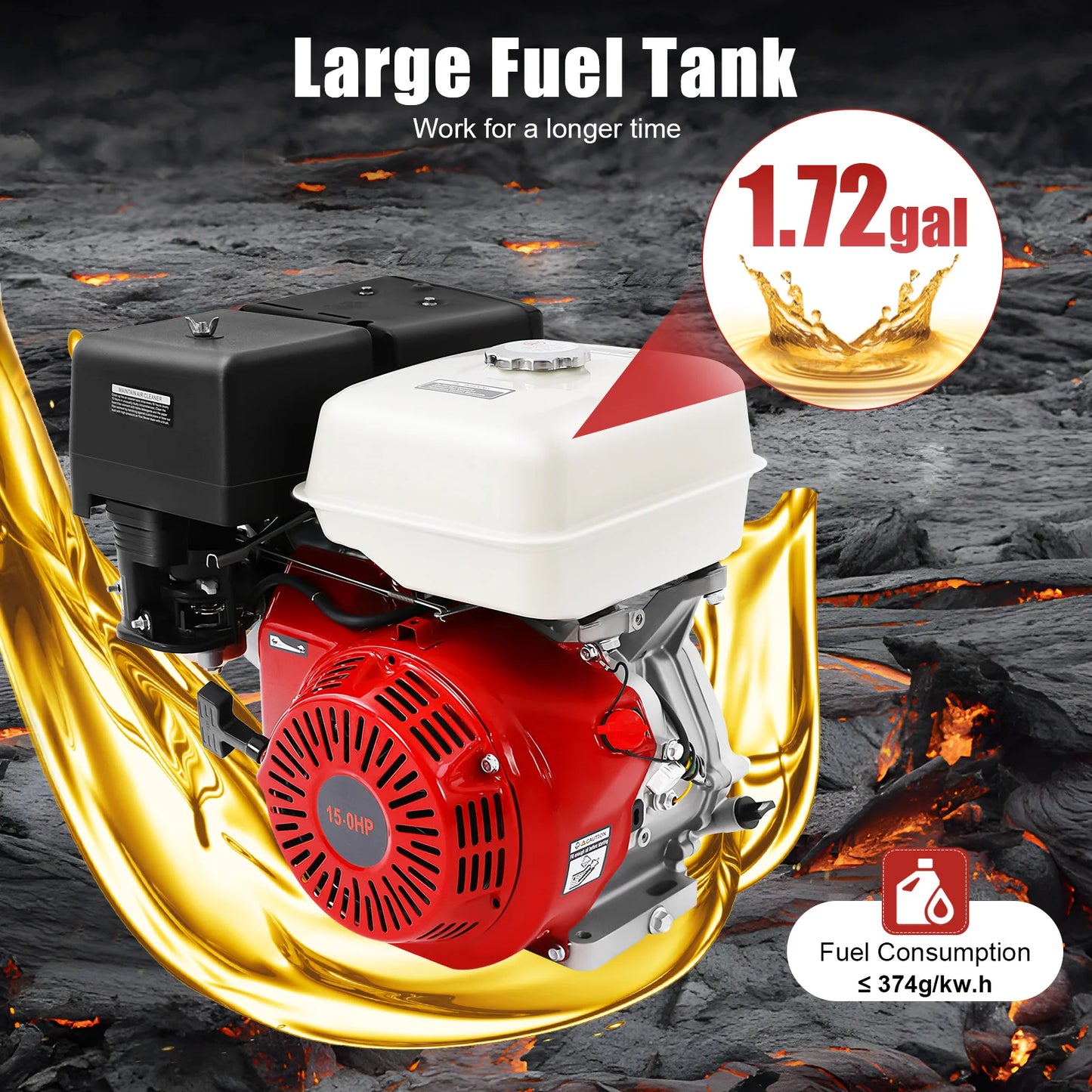 Gasoline Engine 15HP 420cc 4stroke Go Kart Motor Air Cooling