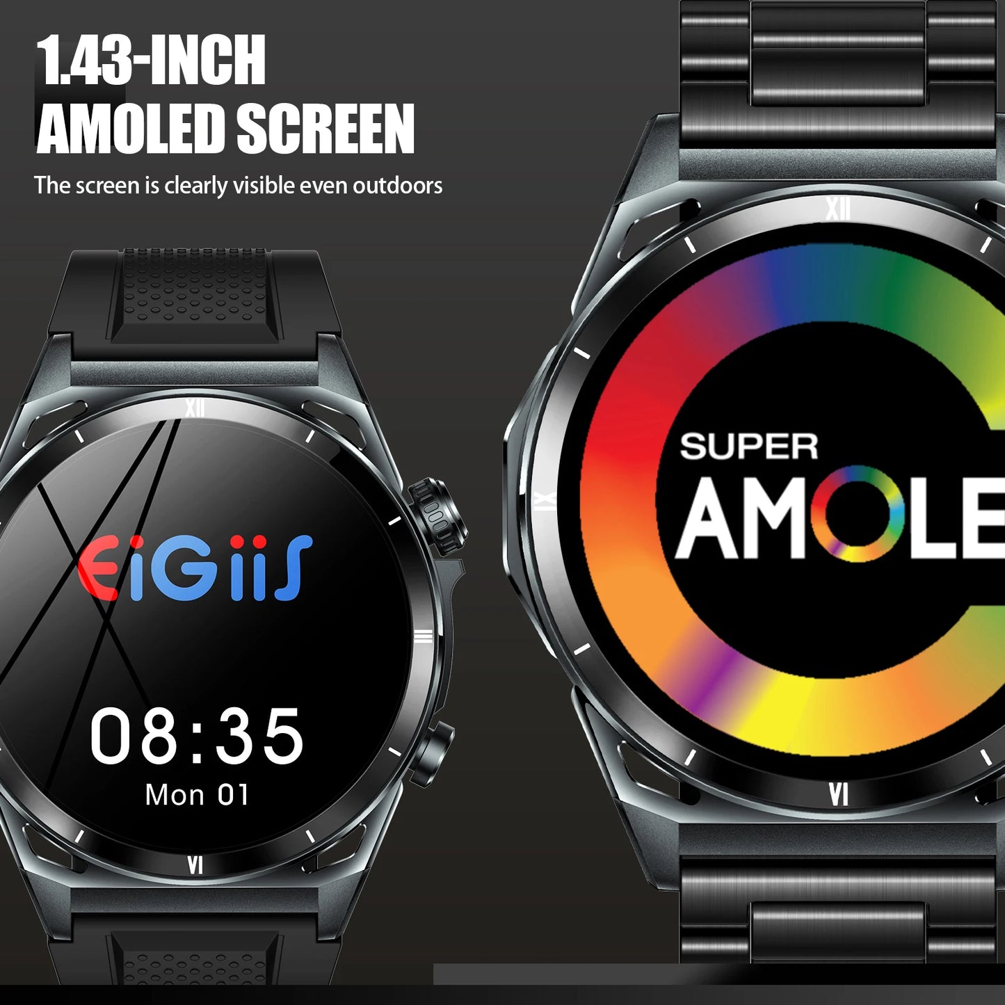 New Smart Watch KE6 1.43" AMOLED Display Bluetooth