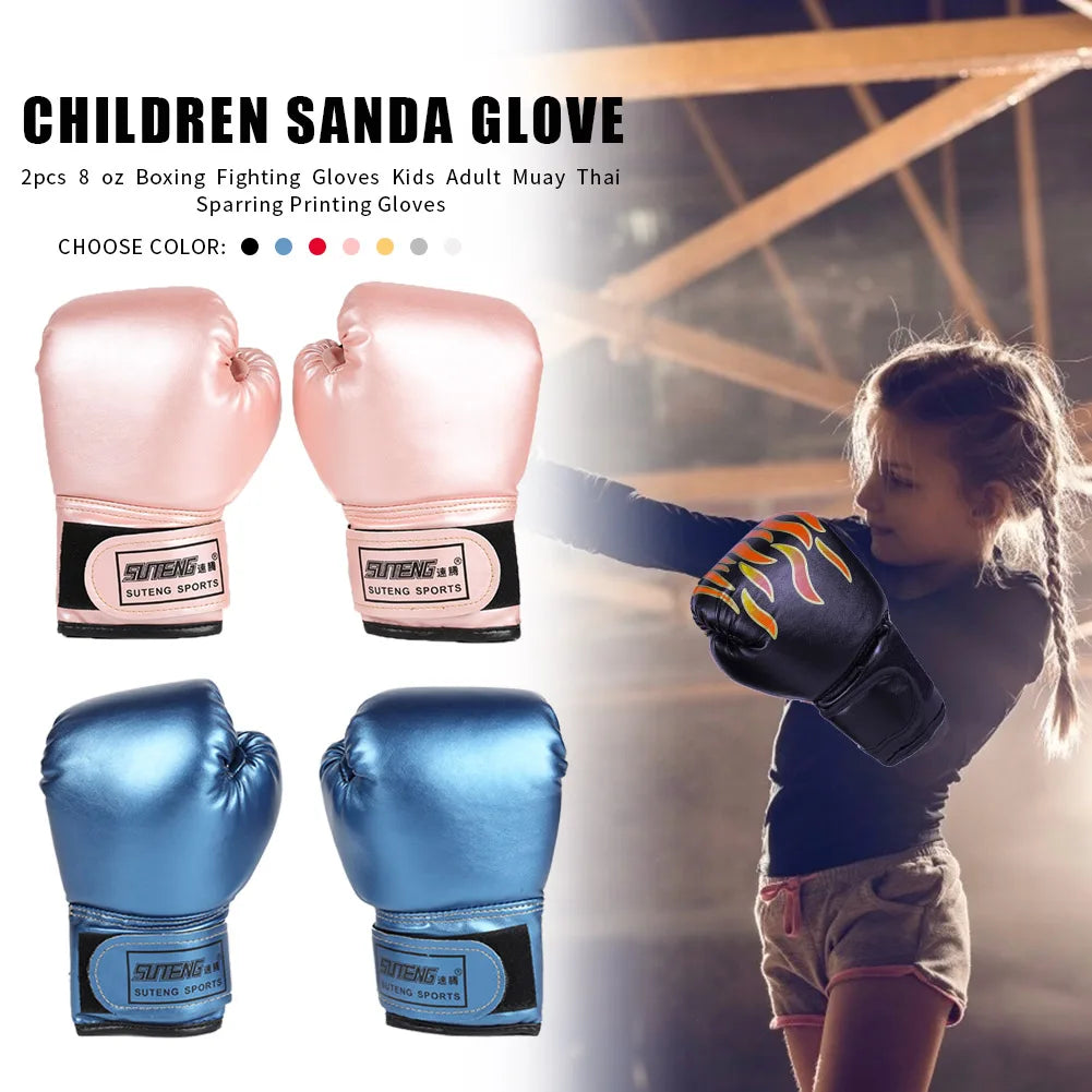 2pcs Boxing Training Fighting Gloves PU Leather Kids Breathable